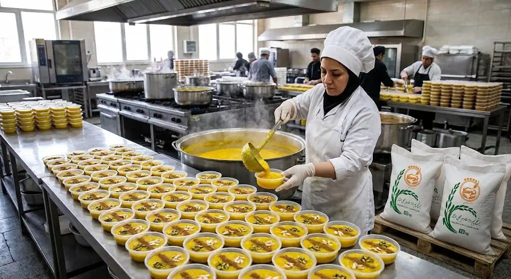 تهیه شلهزرد نذری و رستورانی با برنج نیم دانه طارم محلی توسکا